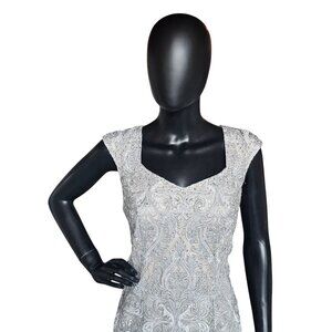 Silver Embroidered Cocktail Dress - Kay Unger